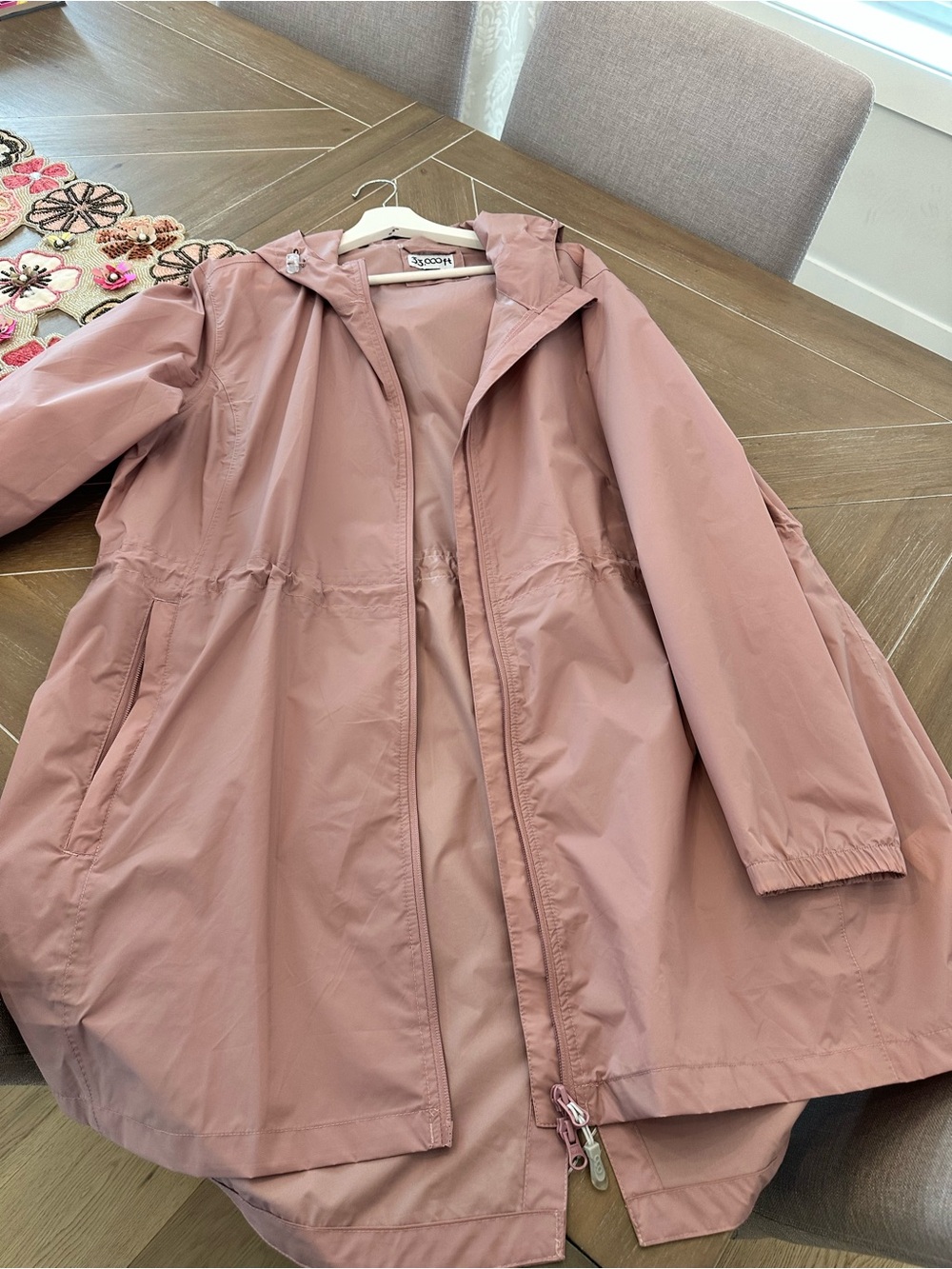 Light Pink Hooded Rain Jacket